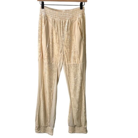 We Are HAH 1 Track Mind Crushed Velvet Jogger Pant in Almond Milk Slouchy Mesh - Picture 3 of 16